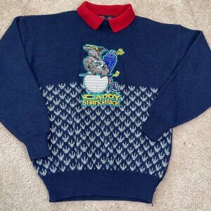 Maui and Sons Sweater Mens L Collared Golf Wool 90s Caddy Sharkshack Vintage USA